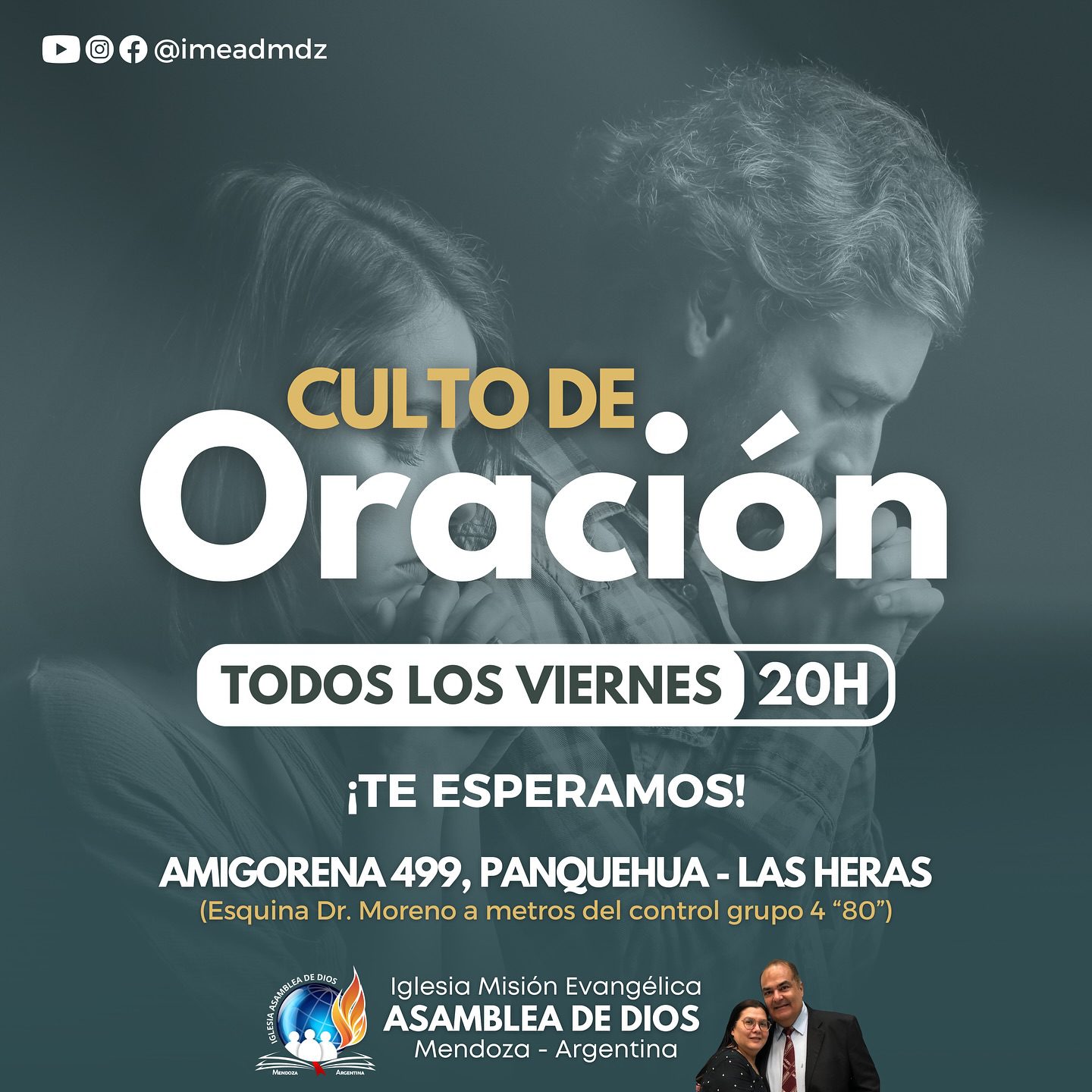 ¡Te invitamos a nuestro Círculo de Oración!
Todos los viernes, a partir de las 20h, nos reunimos para orar y adorar a nuestro Dios.
¡Te esperamos!
📍Amigorena 499 (esquina Dr. Moreno) - Panquehua, Las Heras
📖 Dios tiene un plan glorioso para tu vida y tu familia. Te esperamos 🙏🏼