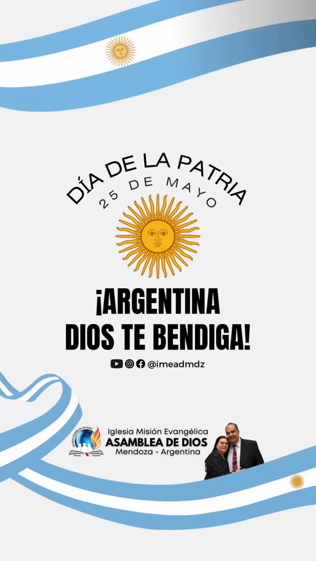 Hoy damos gracias a Dios por Argentina. Que Cristo reine en cada corazón y en cada rincón de esta nación. ¡Feliz 25 de mayo! 🇦🇷🙏🏼