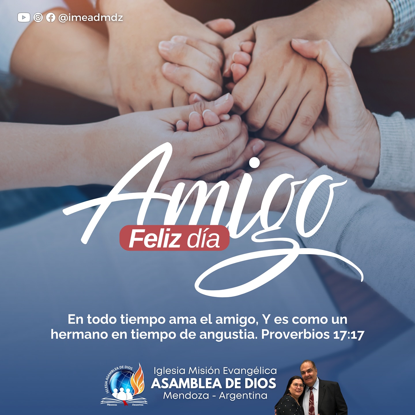 Gracias a Dios por los amigos que caminan con nosotros en la fe, en las luchas y en las victorias.
Y nunca olvides: Jesús es el Amigo que nunca falla, siempre está contigo en todo momento.
Celebra la amistad... y celebra el amor de Cristo. 🙌
Te esperamos hoy desde las 19h en una reunión especial de los Gedeones.
📍Amigorena 499 (esquina Dr. Moreno) - Panquehua, Las Heras.)