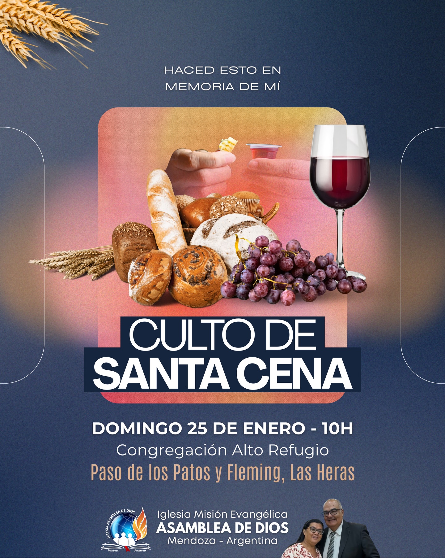 Este domingo 25 de enero a partir de las 10h, estaremos celebrando la 1ª Santa Cena del año 2026. 

📍Calle Paso de los Patos y Fleming (a dos cuadras de Independencia a metros de la calle Alvarez Condarco). 

Te esperamos para compartir este momento de comunión y celebración en la presencia de nuestro Señor Jesucristo.
